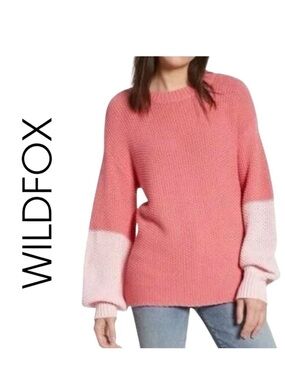 Wildfox French Rose Love Block Swinton Sweater MSRP $168 Women Size Large NWT